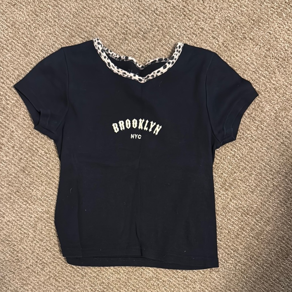 Brandy Melville Black Short Sleeve Tee Casual Cotton